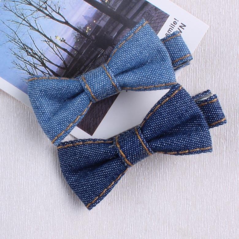 Denim Bow Stil brazilian Fëmijë Foshnja Flokë për flokë Pin Bows